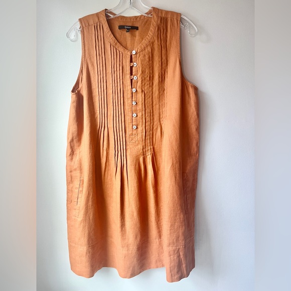 Quince Terracotta Button-Front Linen Dress - Picture 2 of 8